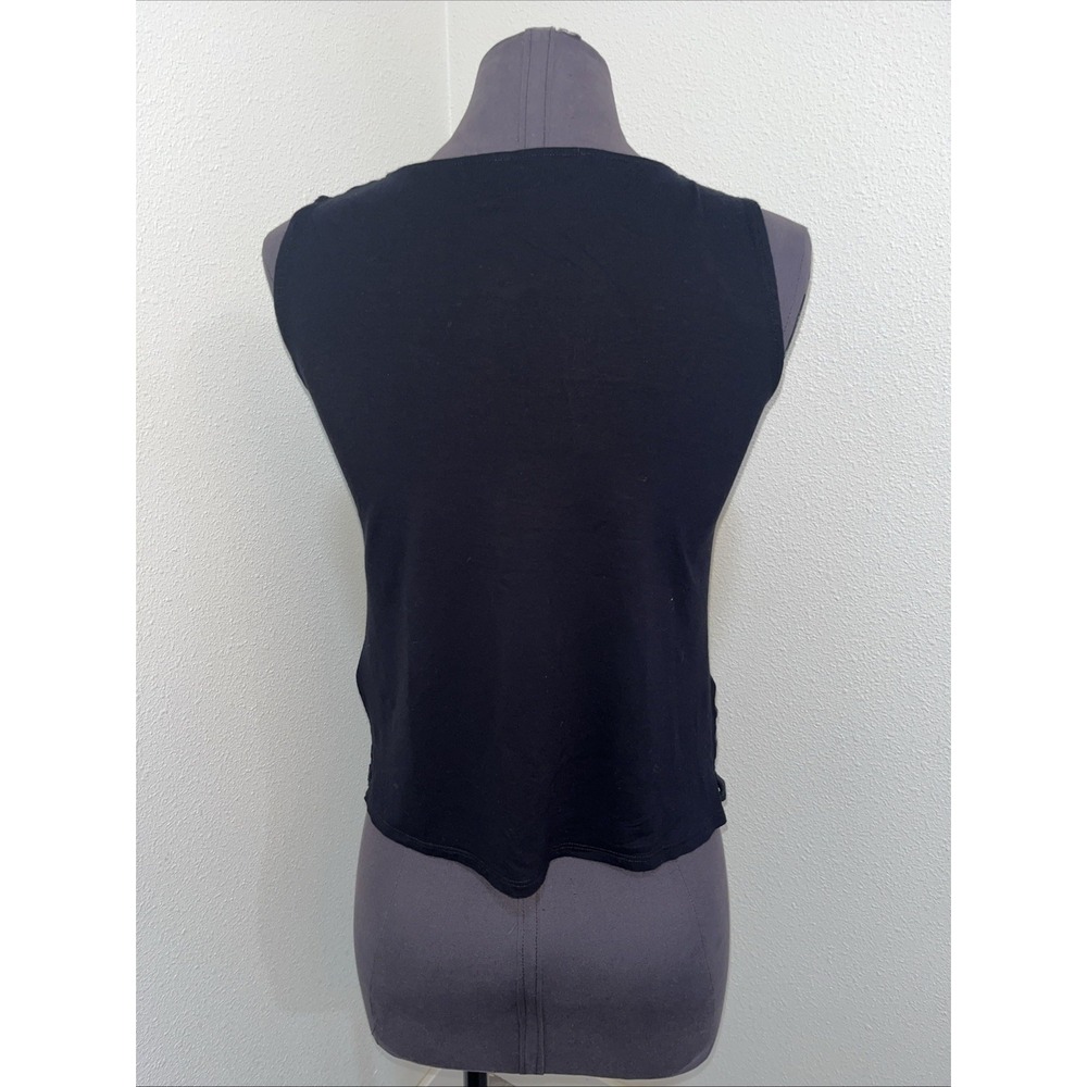 Eileen Fisher Folklore Cotton Jacquard Black Sleeveless Top Small - Picture 4 of 8